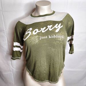 3/$25 Freeze Sorry Just Kidding Raglan Tee Sz L